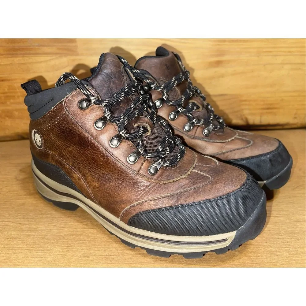 Timberland Boots Boy 2 Brown Leather Camping‎ Hiking School Outdoors Rugged